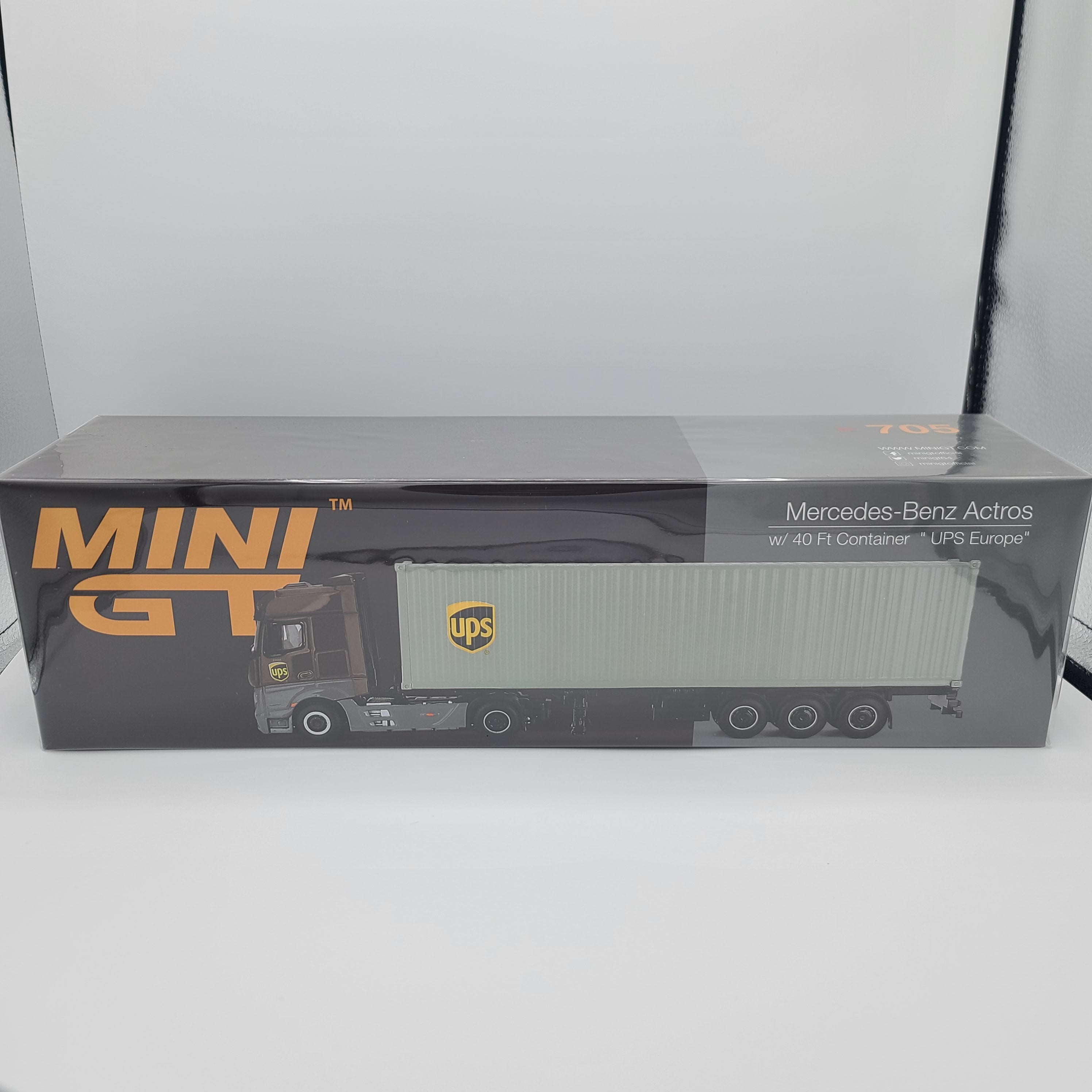 Mini GT Mercedes-Benz Actros w/ 40ft Dry Container "UPS", 1:64 scale (2024 MIJO Exclusives - Limited Edition)